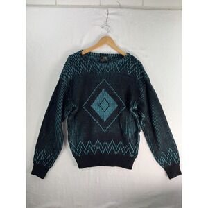 Vintage Spettro Sweater Mens Medium Diamond Pattern Knit Pullover 90s